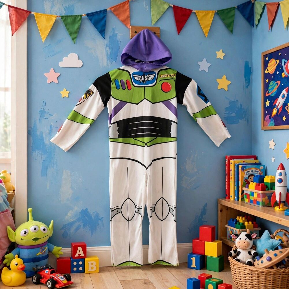Disney Pixar Toy Story Buzz Lightyear Costume Kids 3T 4T Hood Halloween C258